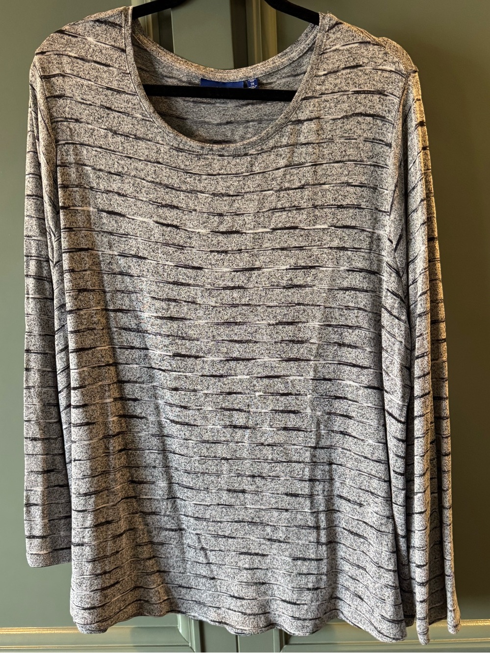 Apt 9 Women's Gray Striped Long-Sleeve Top - Soft Knit